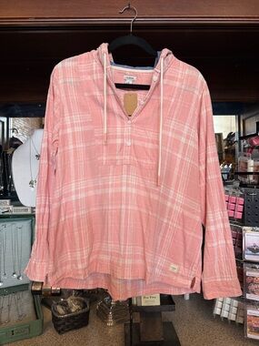 L.L. Bean Pink Plaid Hooded Button-Down Shirt